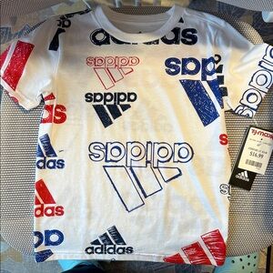 Adidas Kids Tee with Red and Blue Graphics
